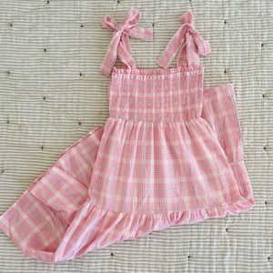 Pink Gingham Midi Dress